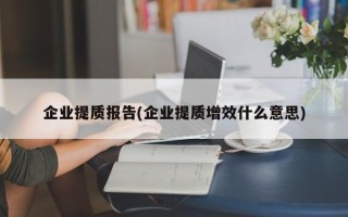 企业提质报告(企业提质增效什么意思)
